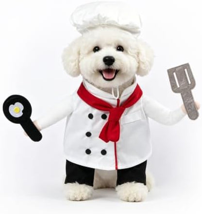 DELIFUR Dog Chef Costume with Hat Cute Halloween Costume (Chef, Small) by DELIFUR
