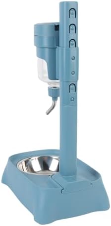 Dog Water Dispenser, Height Adjustable Stainless Steel Bowl Automatic Feeding for Cats and Dogs, 500ml Pet Standing Water Dispenser (Blue)