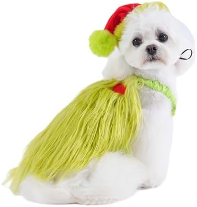 Small Large Dog Green Monster Costume with Christmas Hat,L by LittleDropet