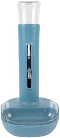 Pet Standing Water Dispenser Cat Dog Standing Bowl with Detachable Pole Automatically Feeding Water Height Adjustable for Cage, Crate (Blue)