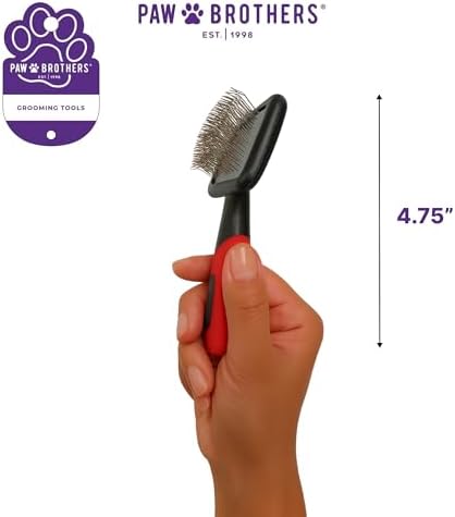 Ryan's Pet Supplies Paw Brothers Mini Pin Tiny Flat Slicker Brush for Dogs, Professional Grade, Stainless Steel Pins, Flexible Head, Comfort Grip, Mini Size, 4.75" x 2.25" x 1.5" - Image 3