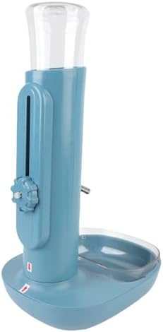 Pet Standing Water Dispenser Cat Dog Standing Bowl with Detachable Pole Automatically Feeding Water Height Adjustable for Cage, Crate (Blue)