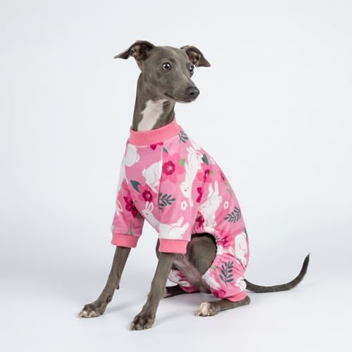 Fitwarm Floral Bunny Dog Pajamas, Cute Easter Outfit for Small Dogs Girl, Festive Pet Clothes, Pink, Red, White, XS - Image 4