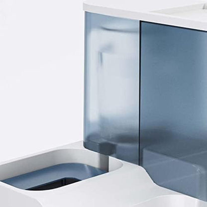 TITA-DONG All in One Automatic Cat Feeder and Water Dispenser Set, 2 in 1 Large Capacity Transparent Window Automatic Pet Feeder for Dog Cat (Blue)