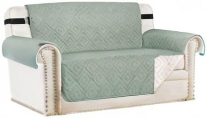 H.VERSAILTEX Reversible Loveseat Cover Furniture Protector Anti-Slip Water Resistant 2" Elastic Straps Couch Covers Pets Fit Sitting Width Up to 54"(Oversized Loveseat: 75" x 98", Desert Sage/Beige)
