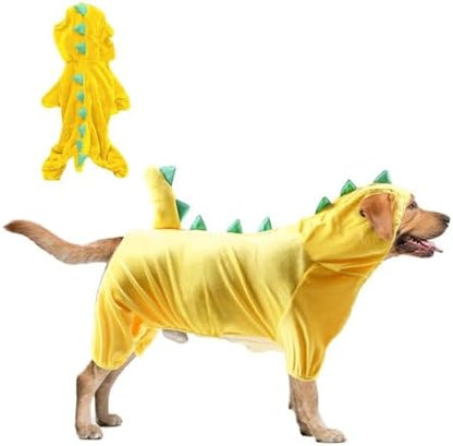 Hotumn Dinosaur Dog Halloween Costume Pet Dino Hoodie for Medium Dogs (X-Large, Yellow) by Hotumn