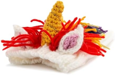 Zoo Snoods Unicorn Costume - Knit Rainbow Dog Snood Ear Wrap for Pets, Warm Neck Cover for Halloween and Winter (Small) - Image 3