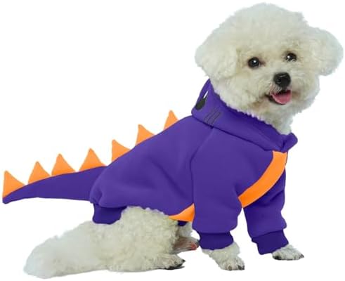 Lelepet Dog Dinosaur Costume Dog Halloween Costume Funny Warm Fleece Hoodie by LeLePet