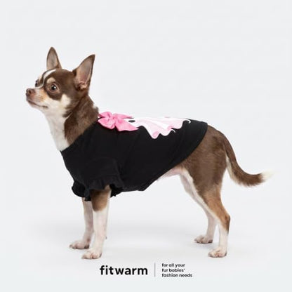 Fitwarm Bow Ghost Halloween Dog Shirt, Spooky Costumes for Small Dogs Girl, Sweet Pet Outfit, Black, Pink, Medium - Image 3