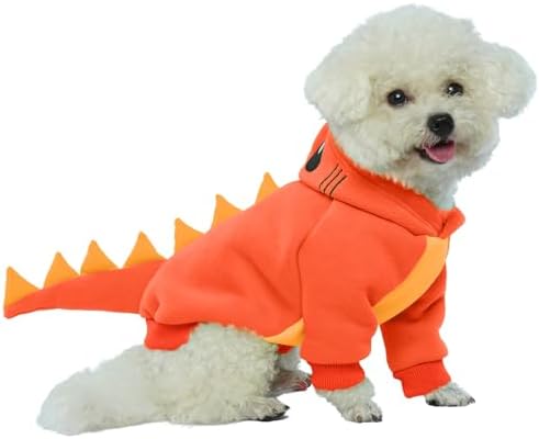 Lelepet Dog Dinosaur Costume Dog Halloween Costume Funny Warm Fleece Hoodie by LeLePet