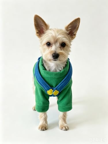 Dog Costume with Hat 3 Pieces Pet Fleece Overalls Set - Image 2