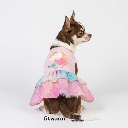 Fitwarm Rainbow Unicorn Dog Tutu Dress, Summer Clothes for Small Dogs Girl, Pet Birthday Outfit, Pink, XS - Image 2