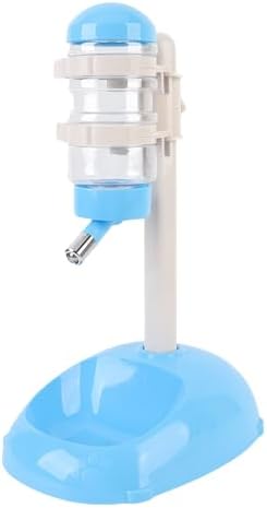 Pet Standing Water Dispenser, Adjustable Height Dog Water Bottle, with Food Feeder Bowl for Small Dogs Cats (Blue)