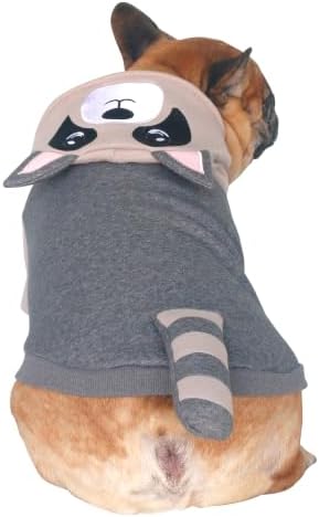 iChoue English Bulldog Halloween Raccoon Costume Clothes Hoodie Outfit, XXL - Image 2