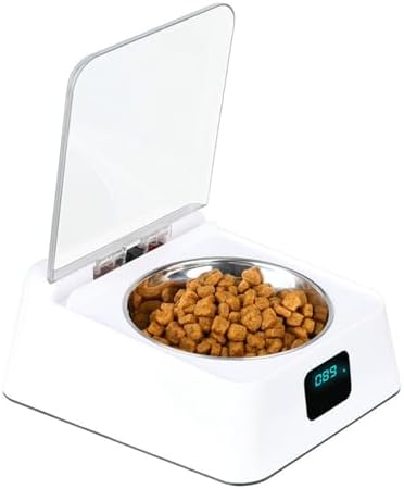 Automatic Pet Feeder, Infrared Sensor Lid Opening Smart Dog Cat Feeder with Removable Food Bowls, Digital Display, Prevent Food Pollution, Battery Powered