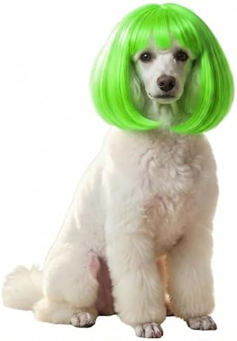 Dog Bob Wig Cat Halloween Costume for Small Medium Large Dog,Green by MuYaoPet