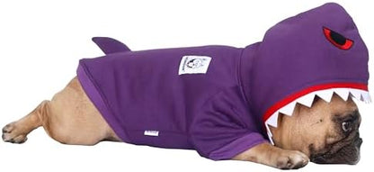 iChoue English Bulldog Halloween Shark Costume Clothes Hoodies Purple, XXL - Image 2