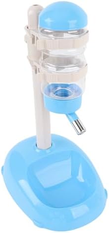 Cryfokt Pet Standing Water Dispenser, Plastic Height Adjustable 500ml Capacity Dog Water Bottle Dispenser Automatic Dog Feeding Station Food for PuppyBowl (Blue)