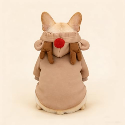 Fleece Lined Dog Hoodie Sweatshirt Fall Winter Costume, Reindeer XS - Image 2