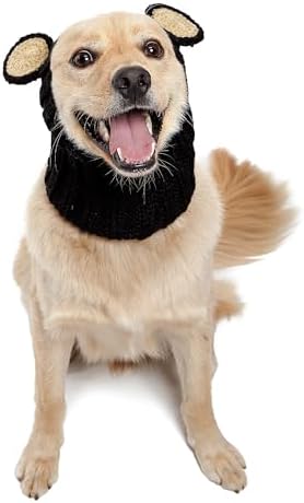 Zoo Snoods Black Bear Costume - Warm Knit Dog Snood Wrap for Pets, Neck Ear Cover Protection, Halloween Winter (Medium) by ZooSnoods