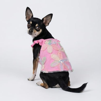 Fitwarm Embroidered Flower Ruffle Dog Shirt, Fancy Summer Clothes for Small Dogs Girl, Sweet Pet Tee, Pink, XXL - Image 4