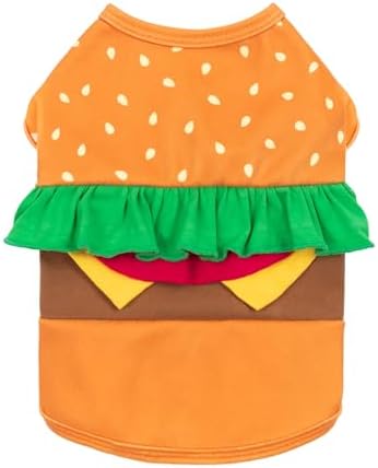 Fitwarm Halloween Dog Hamburger Costume, Funny Clothes for Small Dogs Boy Girl, Pet Fast Food Outfit, Orange, XS by Fitwarm