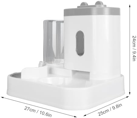 Automatic Cat Feeder and Water Dispenser Set, Pet Food Water Dispenser, Automatic Dog Feeder and Dog Water Dispenser, 2 in 1 Large Capacity Detachable Automatic Cat Waterer Feeder for Dog Puppy (Grey)