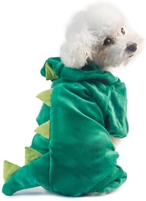 Hotumn Dinosaur Dog Halloween Costume Pet Dino Hoodie for Small Dogs (Medium, Green) - Image 3