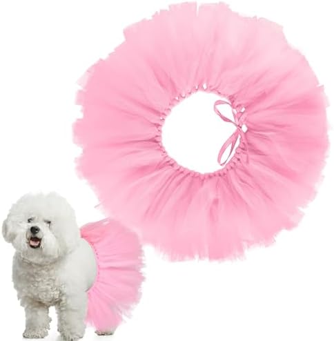 Dog Tutu for Dogs Tulle Skirt Pet Costume, Pink by Locmeo