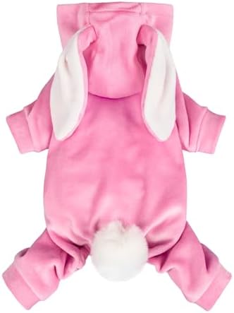 Fitwarm Dog Halloween Bunny Costumes, Funny Dog Hooded Pajamas, Doggy Clothes for Small Dogs Boy Girl, Pet Apparel, Pink, White, Medium by Fitwarm