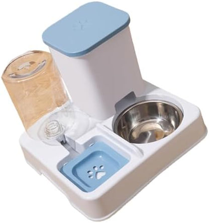 Automatic Pet Feeders and Water Dispenser, Small Pet Feeder and Waterer, with Removable Stainless Steel Bowl, for Cats & Dogs
