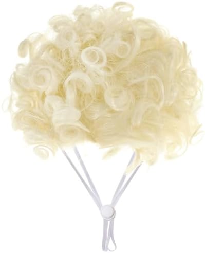 Funny Pets Wigs for Dog, Blonde Curly Adjustable Pet Wig for Dogs, Halloween Pet Costume Accessories for Christmas, Parties, Festivals Cosplay, Gold, Fits 12-24 Inches Head Circumference by Yymobt