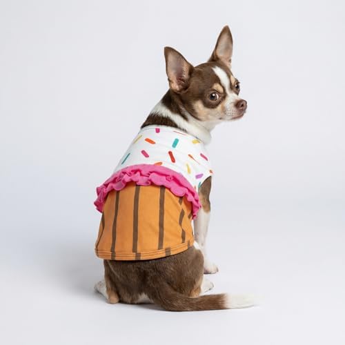 Fitwarm Halloween Dog Cupcake Costume, Funny Clothes for Small Dogs Girl, Pet Birthday Outfit, White, Pink, Brown, Large - Image 2