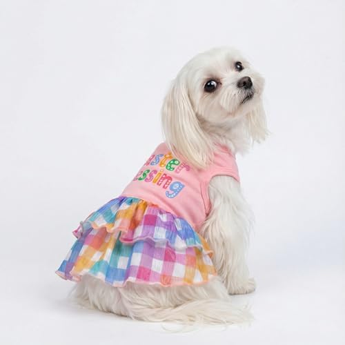 Fitwarm Easter Blessing Dog Dress, Easter Outfit for Small Dogs Girl, Colorful Pet Clothes, Pink, Blue, Orange, White, Medium - Image 5