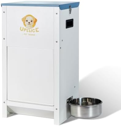 Dog Feeder - 25 lbs Heavy Duty Pet Feeder Automatic Dog Food Station Pet Lodge Galvanized Steel for Medium and Large Dog Outdoor Use (Assembly Required)