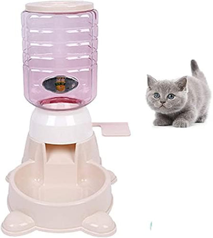 Automatic pet Feeder Push Feeder for Cats and Dogs 1.8L (Apricot)