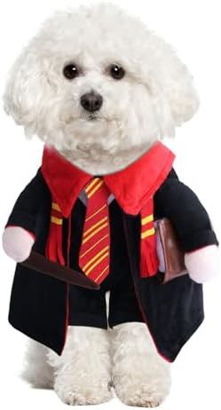 DELIFUR Dog Halloween Wizard Costume - Pet Adorable Fantacy Clothes Cat Cosplay Holiday Apparel Dress Up for Small Medium Dog Funny Outfit Adjustable (Wizard, Small) by DELIFUR