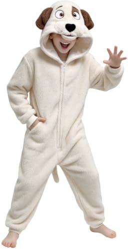 Kids Jack Russell Terrier Dog Costume Dog Onesie Pajamas Zipper Halloween Cosplay Costume for Boys Girls by Unknown