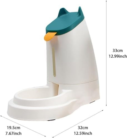 Automatic Pet Feeder & Water Dispenser Set, 3.3L Gravity Food Dispenser + 3.1L Waterer, Non-Electric Cat & Dog Feeding Station with Flow Control, Anti-Slip Base, Large Capacity for Small & Medium Pets