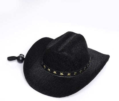 choyaxo Halloween Costumes for Dogs Cat Pet Cowboy Costume Cowboy Hat with Bandana Set for Halloween, Christmas, Holiday, Party, Cosplay (Black, Medium) - Image 3