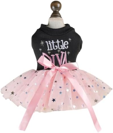 Handmade Floral Dog Dress with Bow, Princess Lace Pet Dress for Small Dogs and Cats, Lightweight Puppy Outfit M-Pink Medium by MaruPetyourkidsfriends