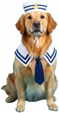 Lanyarco Dog Halloween Costumes Sailor Hat Collar Cape Costume Outfit for Dogs Pet Captains Dressing up Party (2PCS Set) Medium - Image 7