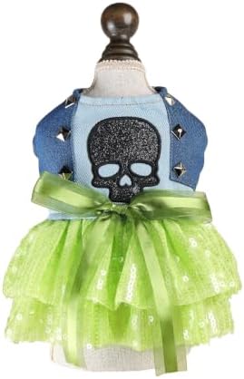 Handmade Floral Dog Dress with Bow, Princess Lace Pet Dress for Small Dogs and Cats, Lightweight Puppy Outfit O-Skull X-Small by MaruPetyourkidsfriends