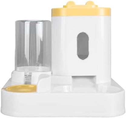 Automatic Cat Feeder and Water Dispenser Set, Pet Food Water Dispenser, Automatic Dog Feeder and Dog Water Dispenser, 2 in 1 Large Capacity Detachable Automatic Cat Waterer Feeder for Dog(Yellow)