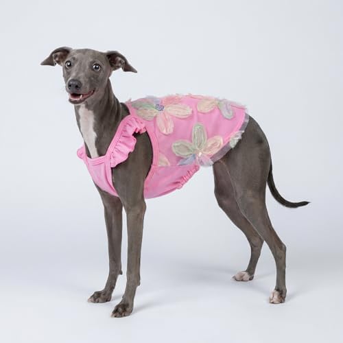 Fitwarm Embroidered Flower Ruffle Dog Shirt, Fancy Summer Clothes for Small Dogs Girl, Sweet Pet Tee, Pink, Small - Image 7