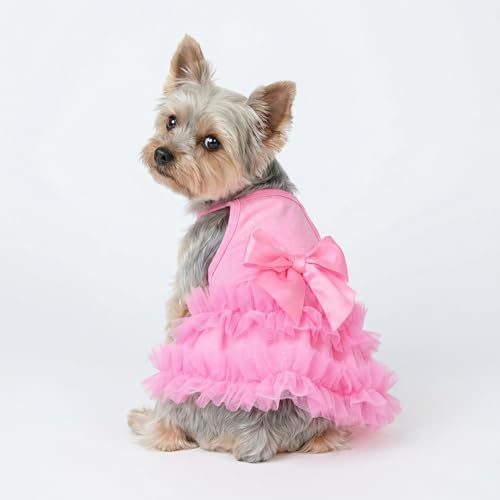 Fitwarm Sparkly Dog Tiered Dress, Fancy Dog Clothes for Small Dogs Girl, Bohemian Doggie Birthday Outfit, Pet Apparel, Pink, Small - Image 4