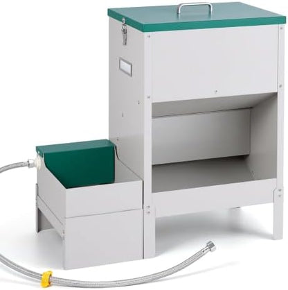 40-50lb Dog Self Feeder Outdoor Automatic Dog Feeder and Water Raised 6L Water Bowl Dispenser Auto Metal Gravity Dog Feeder 3.94" Elevated Animal Feeder Feeding Station for Large Breed