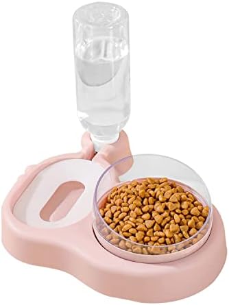 Love Dream 2-in-1 Dog Cat Bowls, 15°Tilted Cat Food and Water Bowl Set