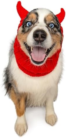Zoo Snoods Red Devil Dog Costume - Warm Crochet Snood Wrap for Pets, Neck Ear Cover Protection, Halloween Winter (Large) by ZooSnoods