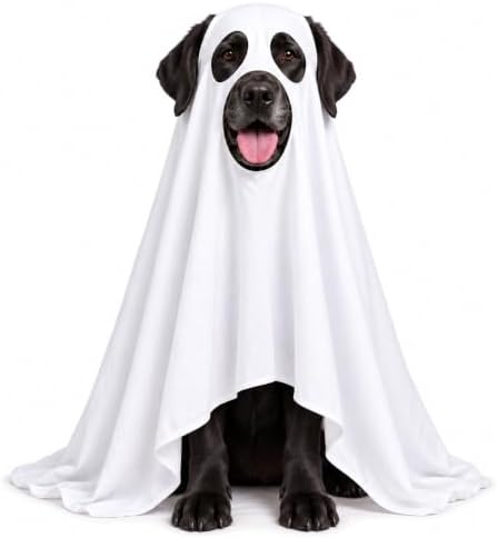 Halloween Ghost Dog Costume Glow Eyes Breathable Outfit for Large Dogs by Unknown